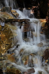 beautiful mountain river with a rapid flow, close-up 