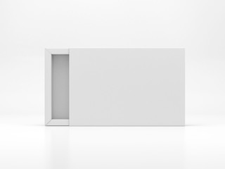 White sliding box Mockup in white studio