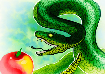 Snake with apple