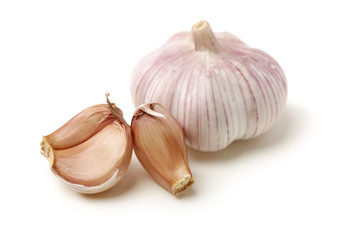 fresh garlic isolated on white background 