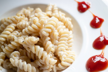 Homemade pasta cheese sauce meal