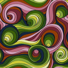 Fototapeta na wymiar seamless positive vector of wavy lines, colorful print for girls and boys, abstract liquid pattern, bright background of curves