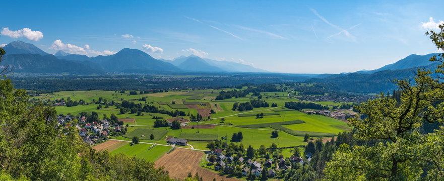 Scenic panorama of the countryside from Mount Straza.
