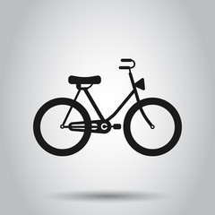 Fototapeta premium Bicycle sign icon in flat style. Bike vector illustration on isolated background. Cycling business concept.