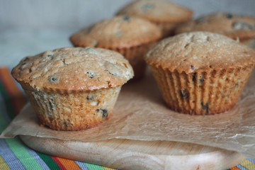 Homemade cake. Cupcakes butter with raisins