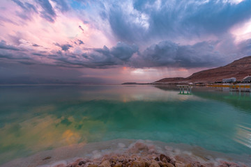 Fabulous sunset over the Dead Sea, israel