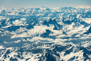 Impressive aerial view over the west-italian alps