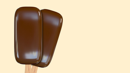 Ice Cream Chocolate 3d rendering include cliping path. 3d illustration.