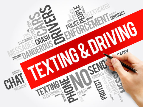 Texting And Driving Word Cloud Collage