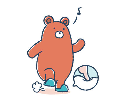 ゆるいクマはスリッパを履いて足踏みする Stock イラスト Adobe Stock
