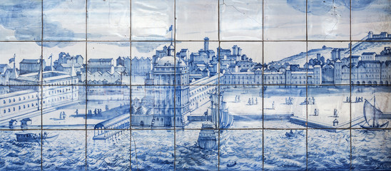 Lisbon Historical View in the 18th Century - obrazy, fototapety, plakaty