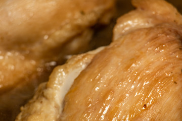 Gentle slices of stewed chicken is macro