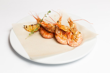 fried prawns or shrimps on a white background