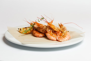 fried prawns or shrimps on a white background