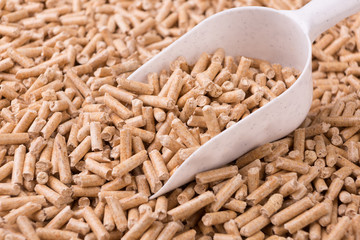 Schaufel in Holzpellets