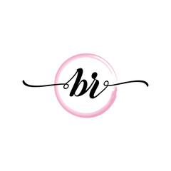 Obraz premium BR initial handwriting logo template round logo in watercolor color with handwritten letters in the middle. Handwritten logos are used for, weddings, fashion, jewelry, boutiques, flowers, and business
