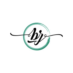 Obraz premium BZ initial handwriting logo template round logo in watercolor color with handwritten letters in the middle. Handwritten logos are used for, weddings, fashion, jewelry, boutiques, flowers, and business