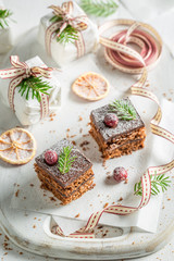 Delicious Gingerbread cake for Christmas with jam