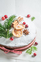 Fototapeta na wymiar Homemade poppy seed cake for Christmas made with cocoa