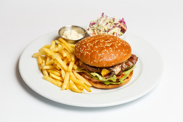 chicken burger and a french fries