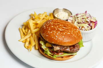 chicken burger and a french fries