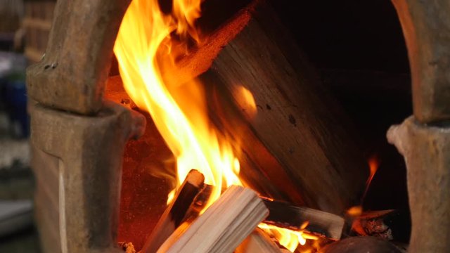 Wood burning in a chiminea