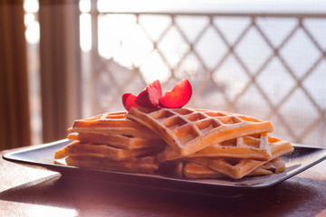 Viennese waffles with icing sugar