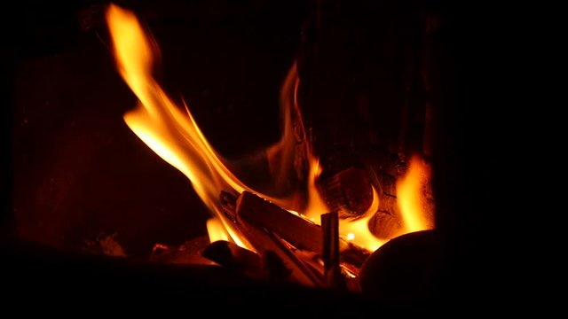 Slow motion wood fire in a chiminea