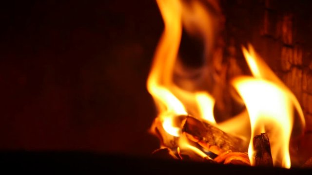 Slow motion wood fire in a chiminea
