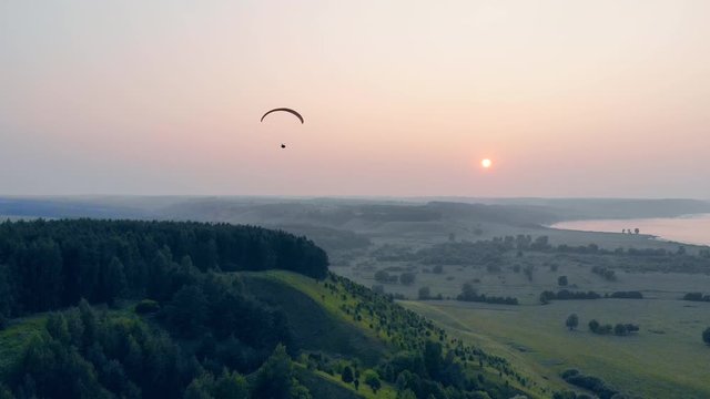 Forest terrain with the paraglider flying above it