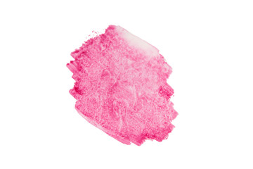 Abstract vibrant pink watercolor painting background, brushstroke isolated on white