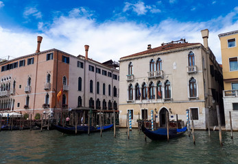 historic facades of old houses on the Grand canal in Venice