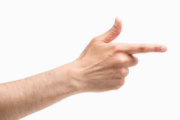 A hand pointing to the right