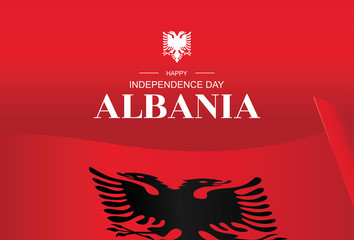 Illustration of Flag of Albania waving, Happy Independence day banner, Vector