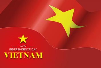 Illustration of Flag of Vietnam waving, Happy Independence day banner, Vector
