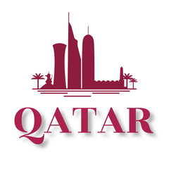 Silhouette Qatar famous icons, Vector