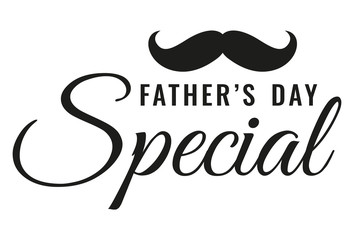 Moustache icon with text happy father’s day special on white background, Vector