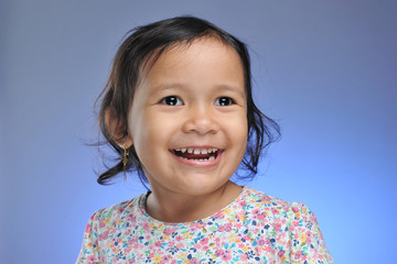 Portrait of happy little girl with beautiful eyes and cute smile