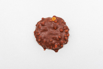 Cookies with chocolate icing on white background, isolated