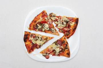Slices of pizza, the concept of traditional Italian food