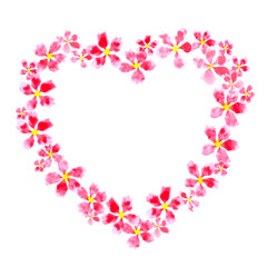 Elegant floral collection with pink flowers, hand drawn watercolor.