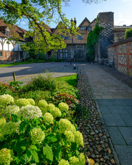 Autumn afternoon light on the West Front of Winchester Cathedral, UK
