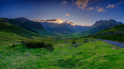 The head of the Great Langdale from near Blea Tarn in the Lake District.