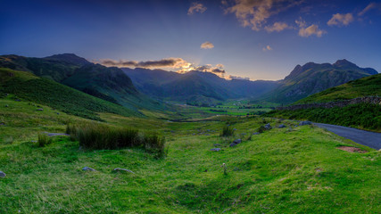 The head of the Great Langdale from near Blea Tarn in the Lake District.