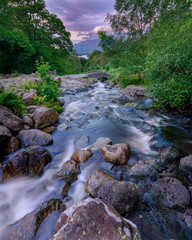 Ashness Bridge near Watendlath with streams from heavy August rains, Lake District National Park