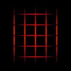 3d red fading neon light elements, lines, dots, grid on black background. Futuristic abstract pattern. Texture for web-design, presentations, digital printing, fashion, concept design. EPS 10.