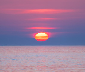 sunset in the North sea of Norway.Grotfjord