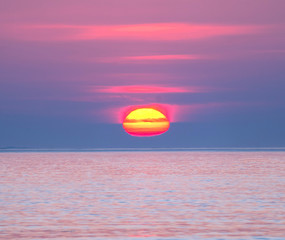 sunset in the North sea of Norway.Grotfjord