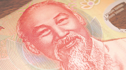 Close up the Vietnamese Dong Banknotes