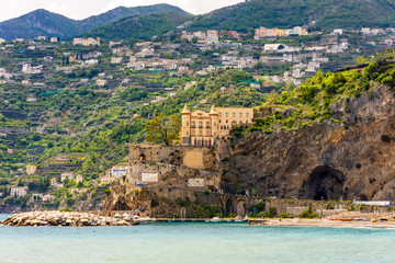 Italy, Maiori, Amalfi coast, view of a castle